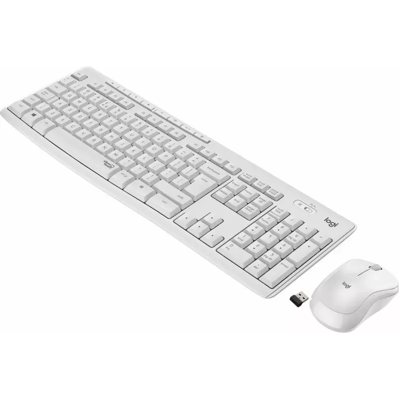 Logitech MK295 belaidis klaviatūros ir pelės rinkinys tyli RF QWERTY US International balta