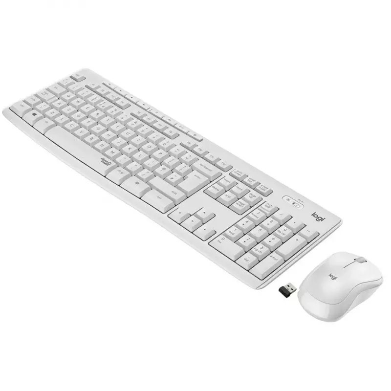 Logitech MK295 belaidis klaviatūros ir pelės rinkinys tyli RF QWERTY US International balta