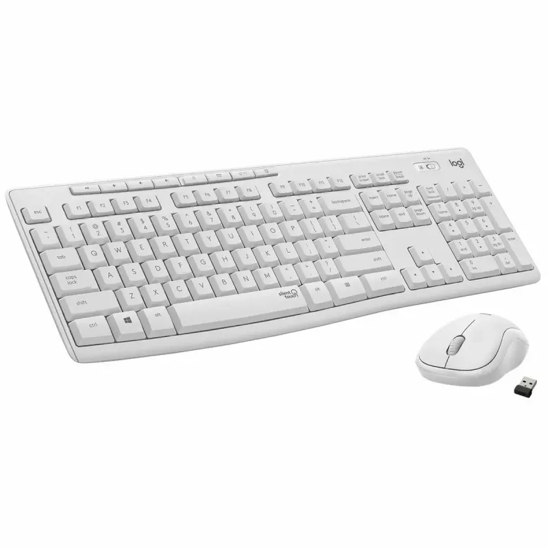 Logitech MK295 belaidis klaviatūros ir pelės rinkinys tyli RF QWERTY US International balta