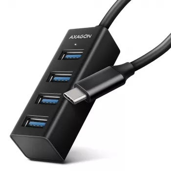 Axagon HUE-M1C 4x USB 3.2 Gen 1 MINI USB šakotuvas, metalinis, 20 cm USB-C laidas