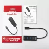 Axagon HUE-M1C 4x USB 3.2 Gen 1 MINI USB šakotuvas, metalinis, 20 cm USB-C laidas