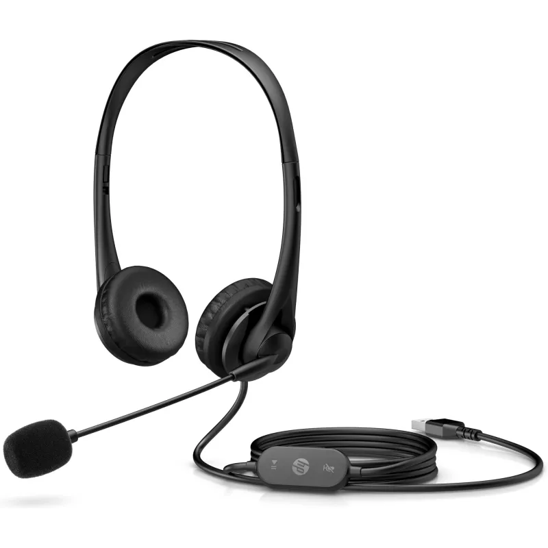 HP Stereo USB G2 ausinės, laidinės, biurui/skambučių centrui, 90 g, juodos