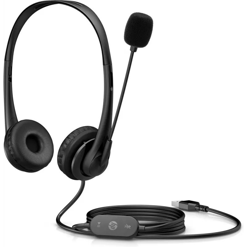 HP Stereo USB G2 ausinės, laidinės, biurui/skambučių centrui, 90 g, juodos