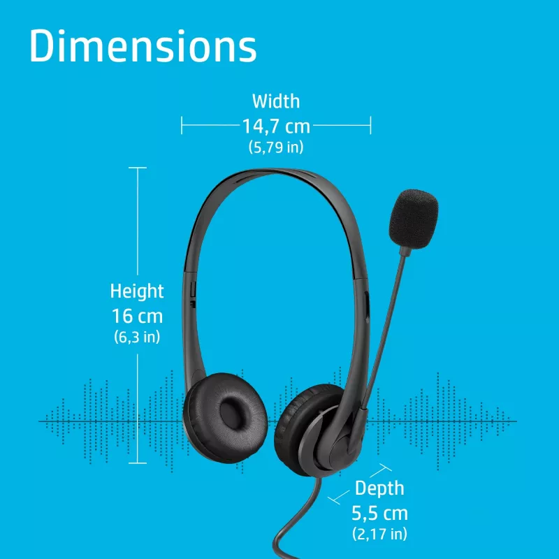 HP Stereo USB G2 ausinės, laidinės, biurui/skambučių centrui, 90 g, juodos