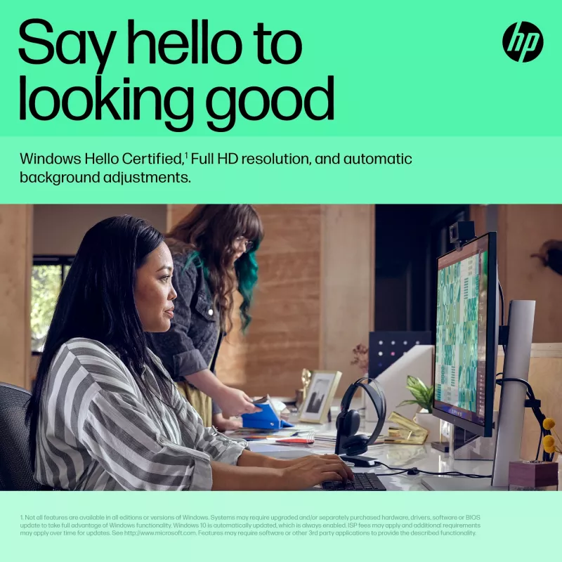 HP 625 FHD Webcam, 4 MP, 1920 x 1080 pikselių, Full HD, verslo, USB, juoda