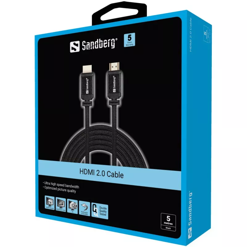 HDMI kabelis Sandberg HDMI 2.0 19M-19M 5 m