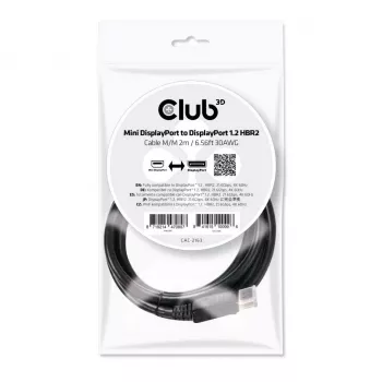 CLUB3D Mini DisplayPort į DisplayPort 1.2 M/M 2m/6.56ft 4K60Hz kabelis