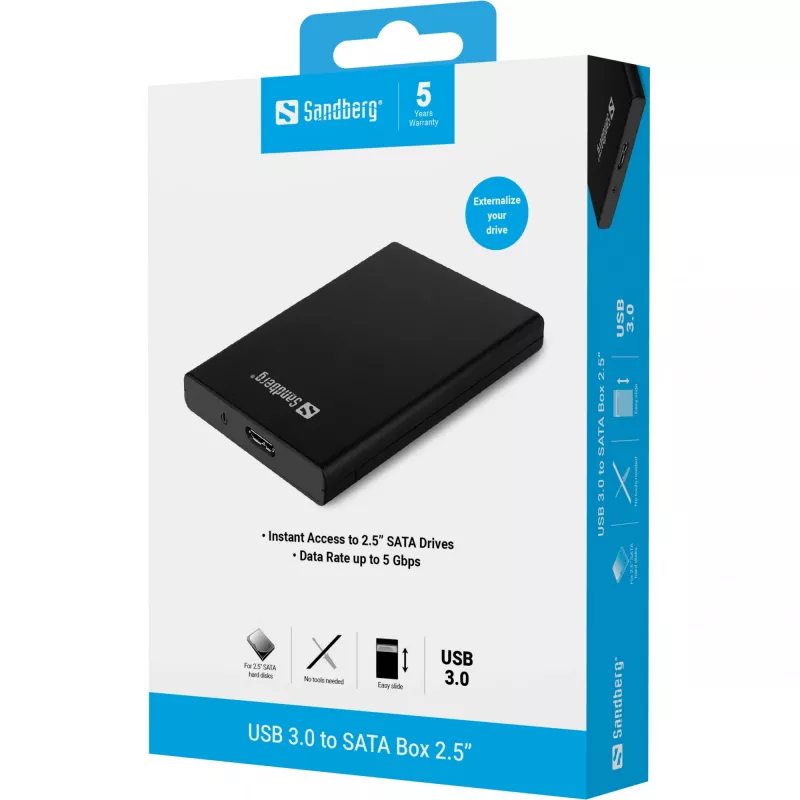 Sandberg USB 3.0 į SATA 2,5 colio dėklas HDD/SSD