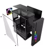 PC korpusas GEMBIRD Fornax 2000 RGB Midi Tower juodas — Micro ATX/ITX/ATX, 1x120 mm galinis ventiliatorius, 2x2,5 colio vietos, 2xUSB 3.0 A tipo, grūdintas stiklas