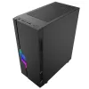 PC korpusas GEMBIRD Fornax 2000 RGB Midi Tower juodas — Micro ATX/ITX/ATX, 1x120 mm galinis ventiliatorius, 2x2,5 colio vietos, 2xUSB 3.0 A tipo, grūdintas stiklas