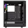PC korpusas GEMBIRD Fornax 2000 RGB Midi Tower juodas — Micro ATX/ITX/ATX, 1x120 mm galinis ventiliatorius, 2x2,5 colio vietos, 2xUSB 3.0 A tipo, grūdintas stiklas