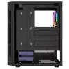 PC korpusas GEMBIRD Fornax 2000 RGB Midi Tower juodas — Micro ATX/ITX/ATX, 1x120 mm galinis ventiliatorius, 2x2,5 colio vietos, 2xUSB 3.0 A tipo, grūdintas stiklas