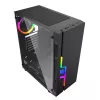 PC korpusas GEMBIRD Fornax 2000 RGB Midi Tower juodas — Micro ATX/ITX/ATX, 1x120 mm galinis ventiliatorius, 2x2,5 colio vietos, 2xUSB 3.0 A tipo, grūdintas stiklas