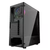 PC korpusas GEMBIRD Fornax 2000 RGB Midi Tower juodas — Micro ATX/ITX/ATX, 1x120 mm galinis ventiliatorius, 2x2,5 colio vietos, 2xUSB 3.0 A tipo, grūdintas stiklas