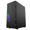 PC korpusas GEMBIRD Fornax 2000 RGB Midi Tower juodas — Micro ATX/ITX/ATX, 1x120 mm galinis ventiliatorius, 2x2,5 colio vietos, 2xUSB 3.0 A tipo, grūdintas stiklas