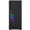 PC korpusas GEMBIRD Fornax 2000 RGB Midi Tower juodas — Micro ATX/ITX/ATX, 1x120 mm galinis ventiliatorius, 2x2,5 colio vietos, 2xUSB 3.0 A tipo, grūdintas stiklas
