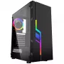PC korpusas GEMBIRD Fornax 2000 RGB Midi Tower juodas — Micro ATX/ITX/ATX, 1x120 mm galinis ventiliatorius, 2x2,5 colio vietos, 2xUSB 3.0 A tipo, grūdintas stiklas