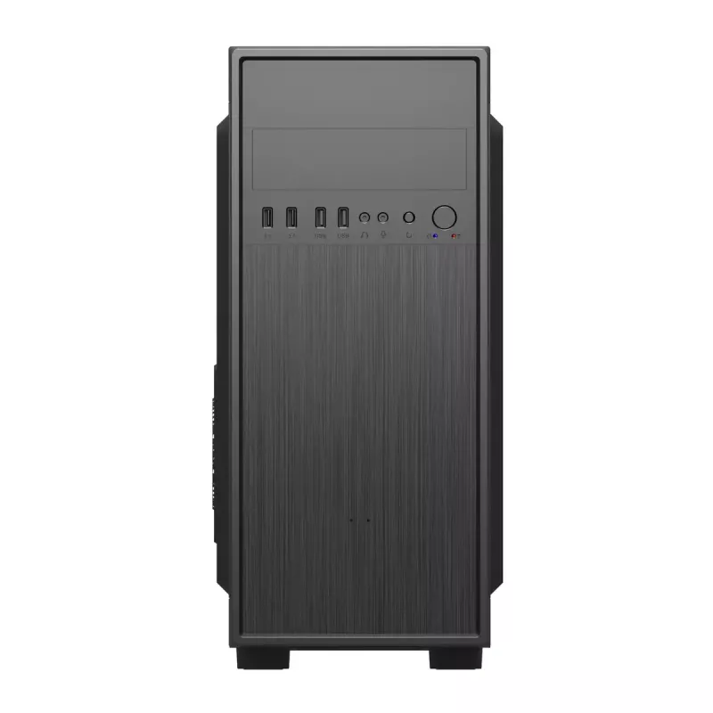 PC korpusas GEMBIRD Fornax 160 Mini Tower — juodas, SPCC, tinka ITX/mATX/ATX, 1×3,5 colio + 3×2,5 colio vietos, 7 išplėtimo lizdai, 445×185×390 mm