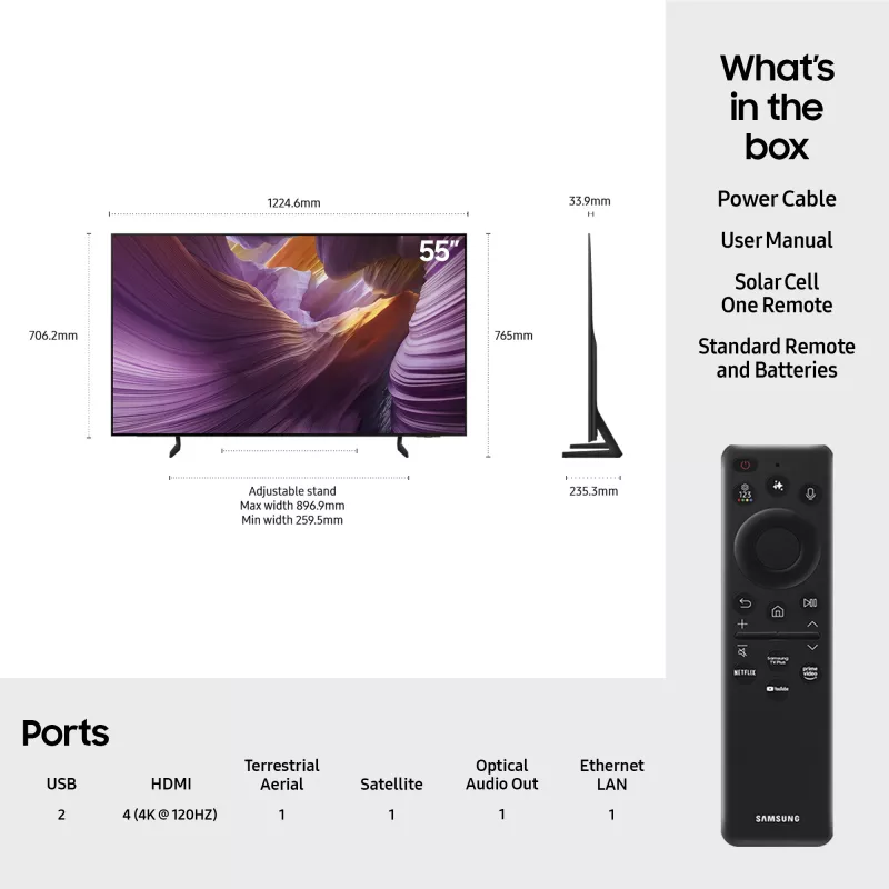 Samsung QE55S85FAUXXH televizorius 139,7 cm (55 col.) 4K Ultra HD Smart TV Wi-Fi juodos spalvos