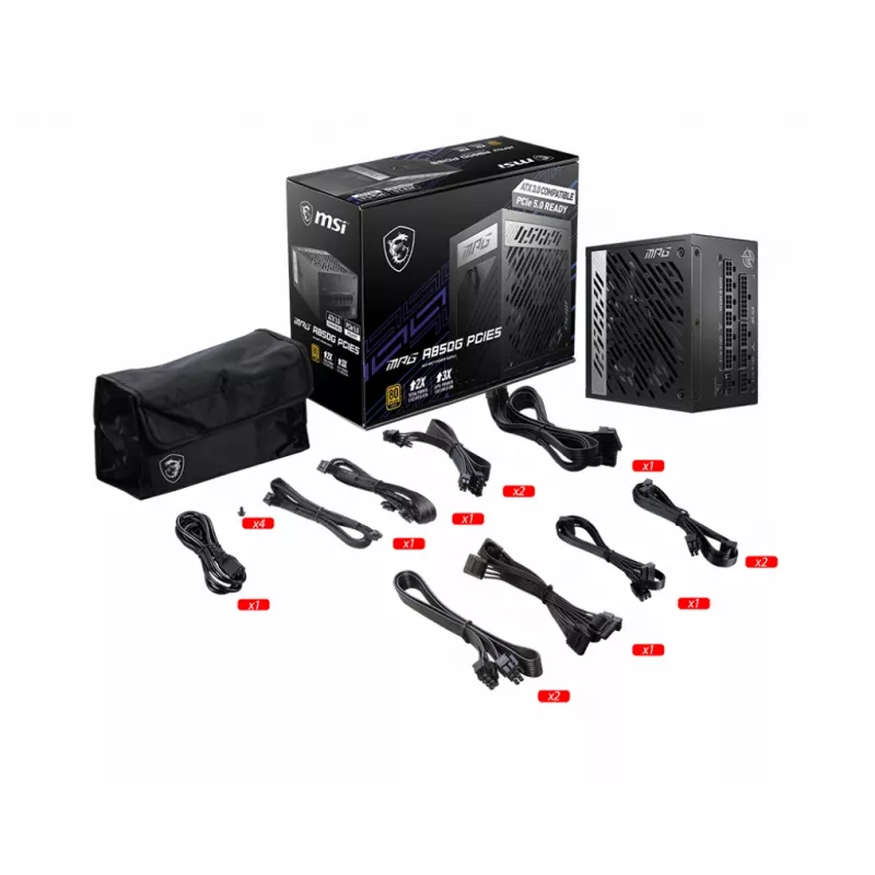 MSI MPG A850G PCIE5 maitinimo blokas 850 W 24-pin ATX ATX Juoda