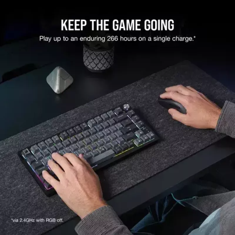 Mechaninė žaidimų klaviatūra Corsair K65 PLUS WIRELESS RGB Wireless USB Juoda