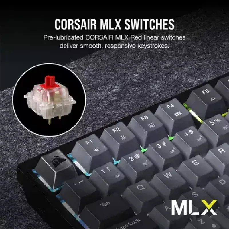 Mechaninė žaidimų klaviatūra Corsair K65 PLUS WIRELESS RGB Wireless USB Juoda