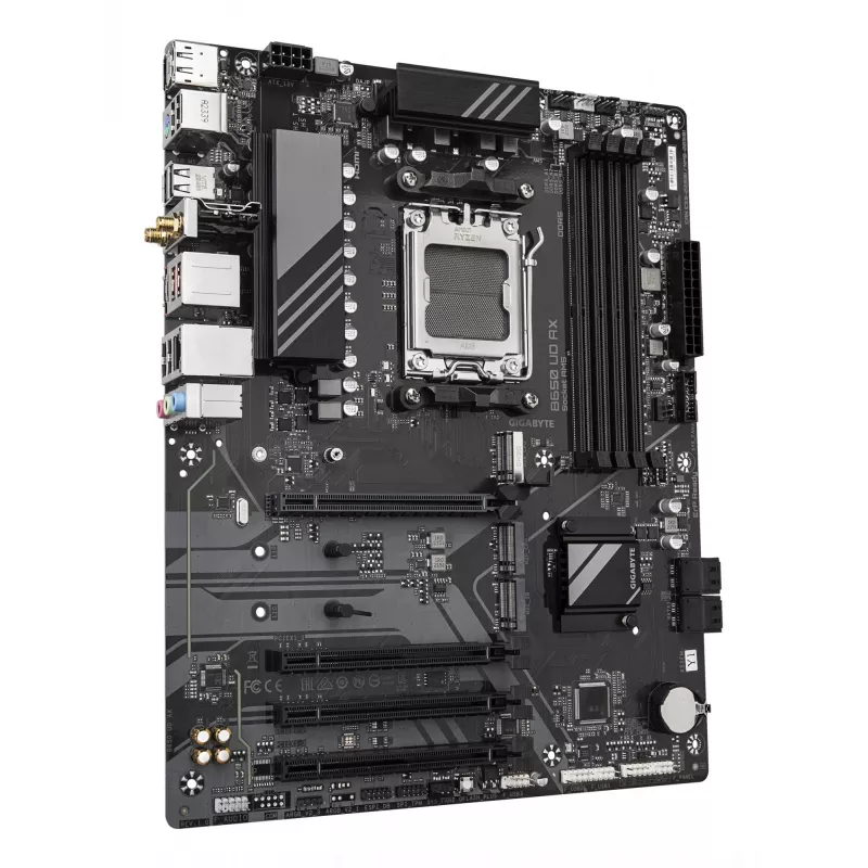 GIGABYTE B650 UD AX pagrindinė plokštė – AMD Ryzen 9000 serijai, 6+2+2 fazių VRM, iki 7600MHz DDR5 (OC), 1xPCIe 5.0 + 2xPCIe 4.0 M.2, GbE LAN, WiFi 6, USB 3.2 Gen 2