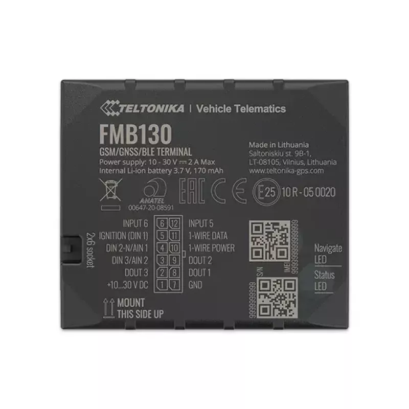 GPS sekiklis Teltonika FMB130 automobiliui Juodas