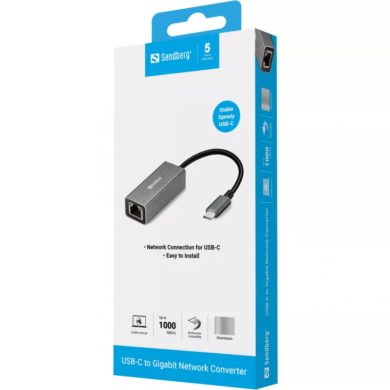 Tinklo adapteris Sandberg USB-C Gigabit 136-04