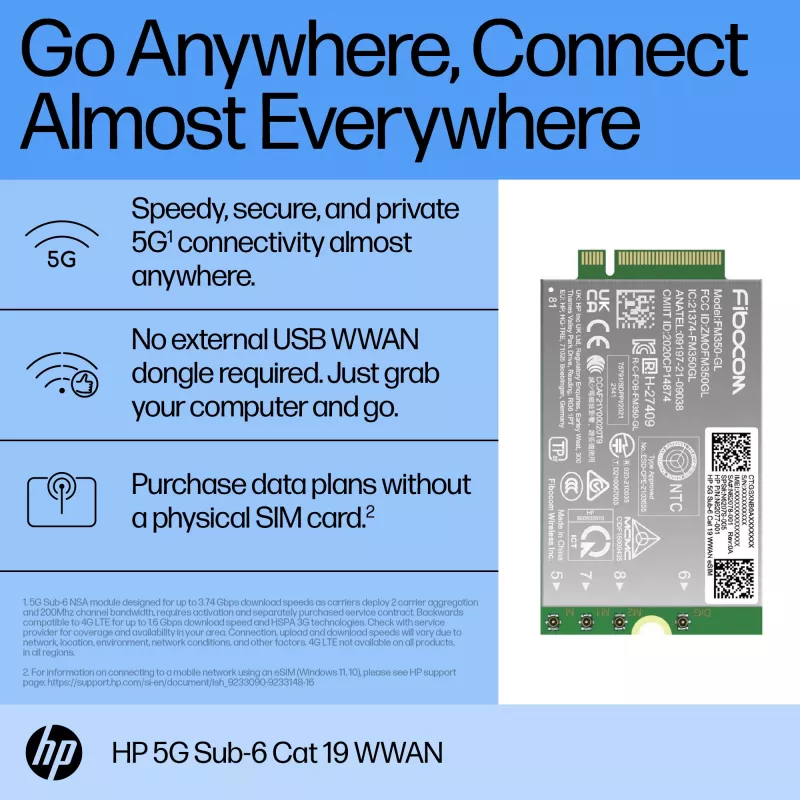 HP 5G Sub-6 Cat 19 WWAN adapteris / tinklo plokštė