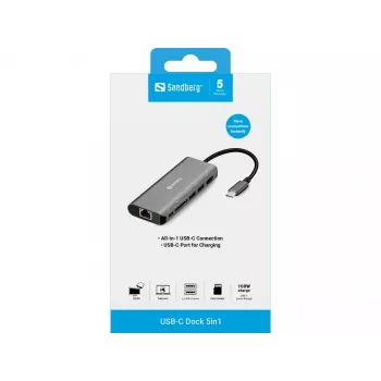 Sandberg USB-C Dock HDMI+LAN+SD+USB 100W