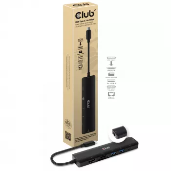CLUB3D USB Type C 7-in-1 Hub HDMI 4K60Hz SD TF kortelių lizdas 2x USB Type A USB Type C PD RJ45, veikia su Thunderbolt 3