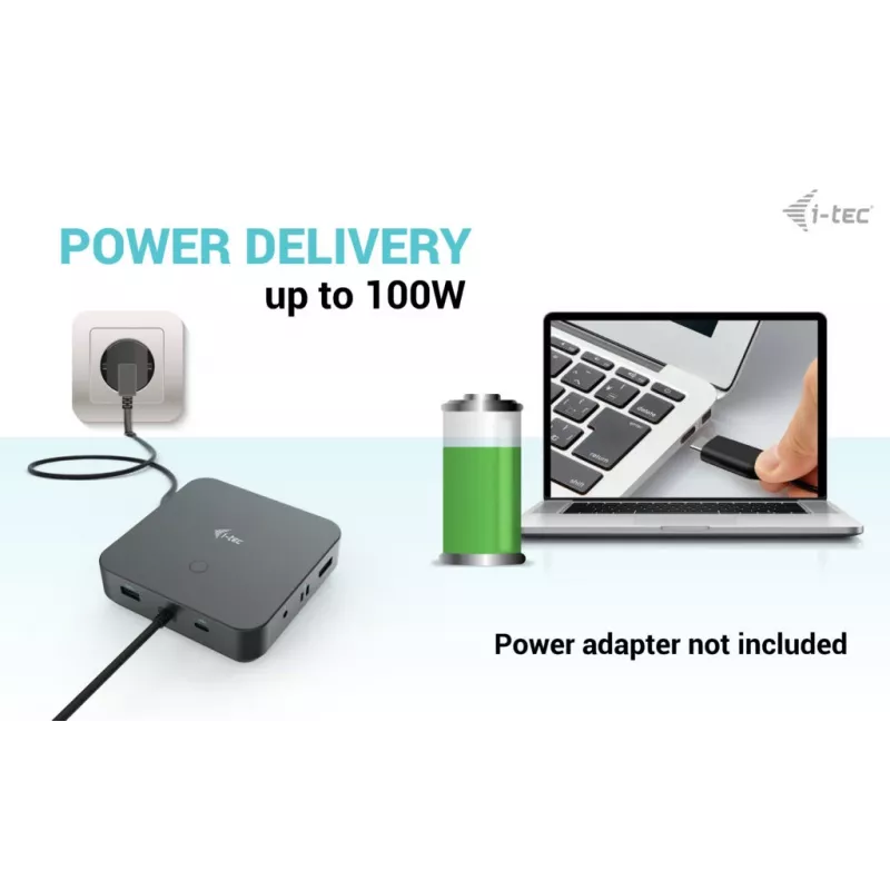i-tec USB-C HDMI Dual DP dokų stotelė su 100 W įkrovimu