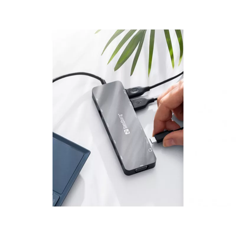 Sandberg USB-C 13-in-1 kelioninis dokas, USB Type-C, 100 W Power Delivery, Ethernet 1000 Mbit/s
