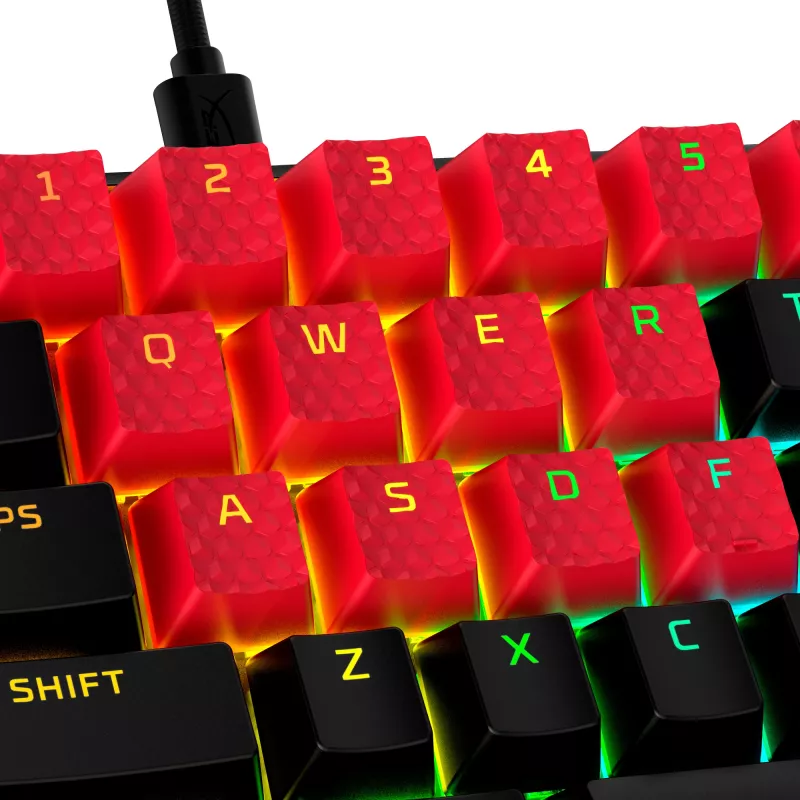 HyperX guminiai klavišų dangteliai - žaidimų aksesuarų rinkinys - Raudoni (US išdėstymas)