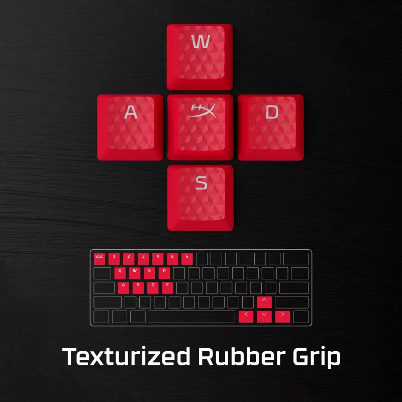 HyperX guminiai klavišų dangteliai - žaidimų aksesuarų rinkinys - Raudoni (US išdėstymas)