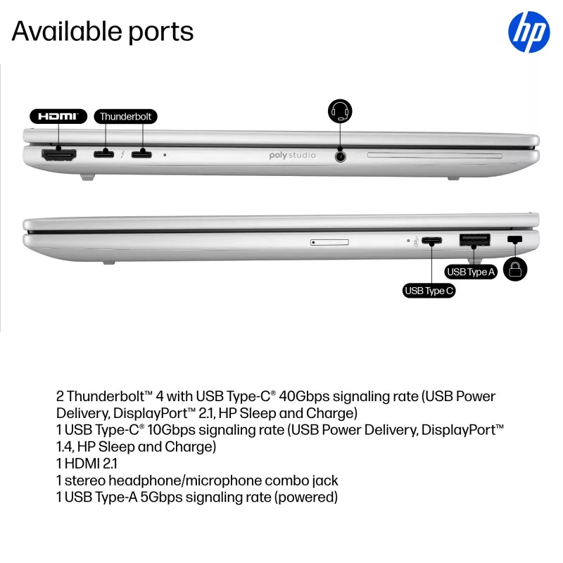HP EliteBook 8 G1i AI nešiojamas kompiuteris Intel Core Ultra 5 225U 33,8 cm (13,3 colio) WUXGA 16 GB LPDDR5x-SDRAM Wi-Fi 7 (802.11be) Windows 11 Pro AI PC
