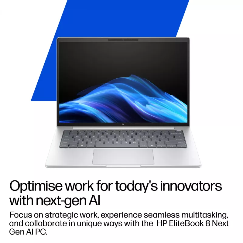 Nešiojamas kompiuteris HP EliteBook 8 G1a Next Gen AI Copilot+ AMD Ryzen AI 5 340 16 colių WUXGA 24 GB DDR5 512 GB SSD Wi‑Fi 7 Windows 11 Pro Sidabrinis