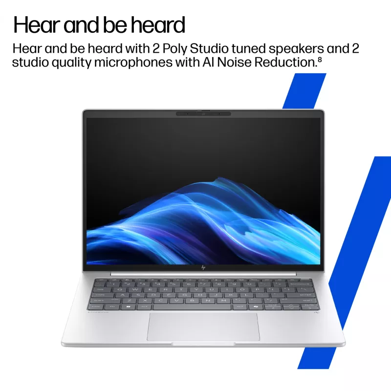 Nešiojamas kompiuteris HP EliteBook 8 G1a Next Gen AI Copilot+ AMD Ryzen AI 5 340 16 colių WUXGA 24 GB DDR5 512 GB SSD Wi‑Fi 7 Windows 11 Pro Sidabrinis