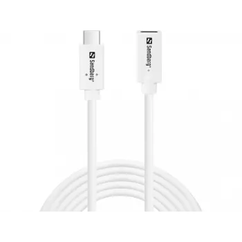 Sandberg USB-C į USB-C ilginamasis kabelis 2 m, 100 W, USB 3.2 Gen 2, baltas