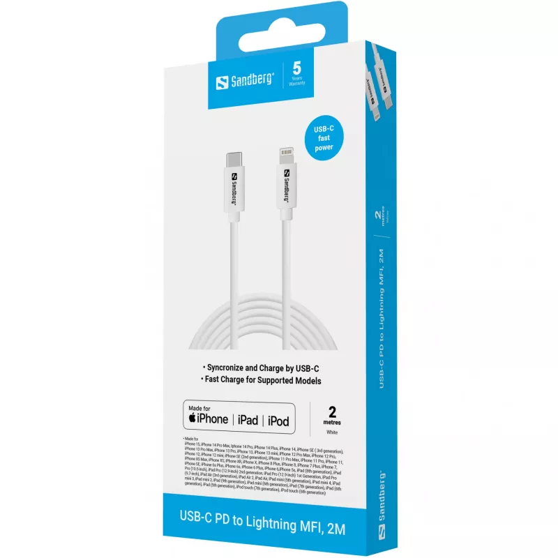 Sandberg USB-C PD į Lightning MFI 2 m laidas