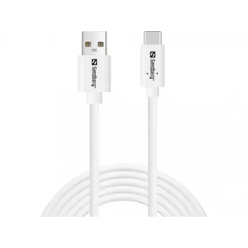 Laidas Sandberg USB-C > USB-A 2.0 2M SAVER Baltas