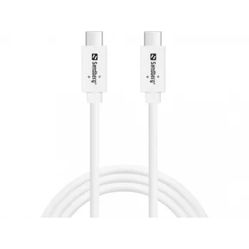 Sandberg USB-CC USB 3.2 Gen2 100W, 1 m, USB C – USB C, 10 Gbit/s, Baltas