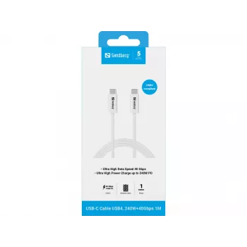 Laidas Sandberg USB-C>USB-C USB4 240W 40Gbps 1m baltas