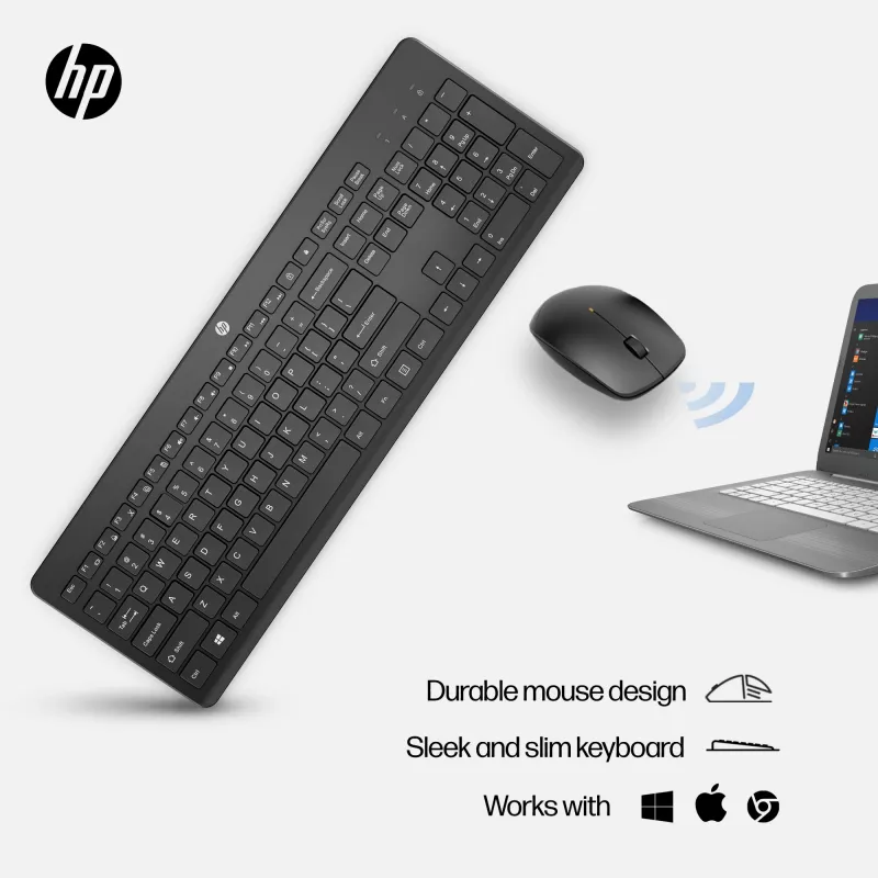 Belaidė klaviatūra ir pelė HP 230 Full-size Juoda