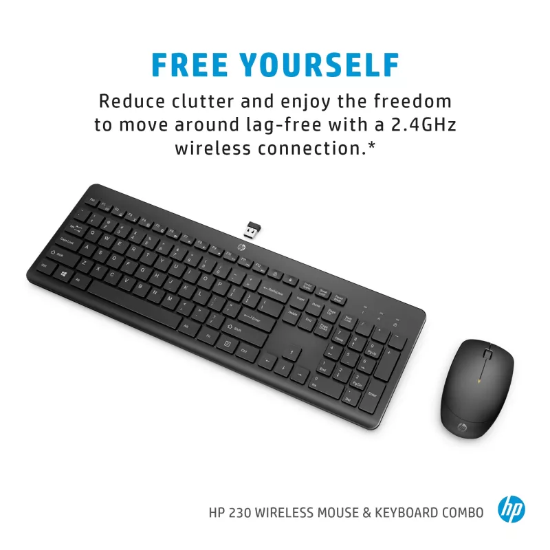 Belaidė klaviatūra ir pelė HP 230 Full-size Juoda