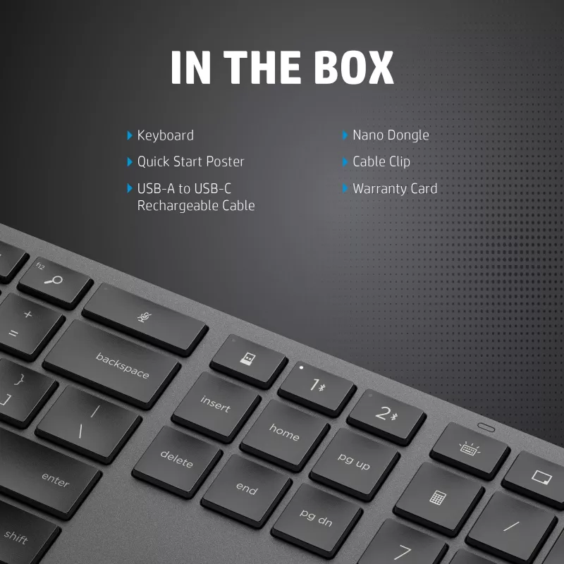 HP 975 Dviejų režimų belaidė klaviatūra, viso dydžio mechaninė, QWERTY