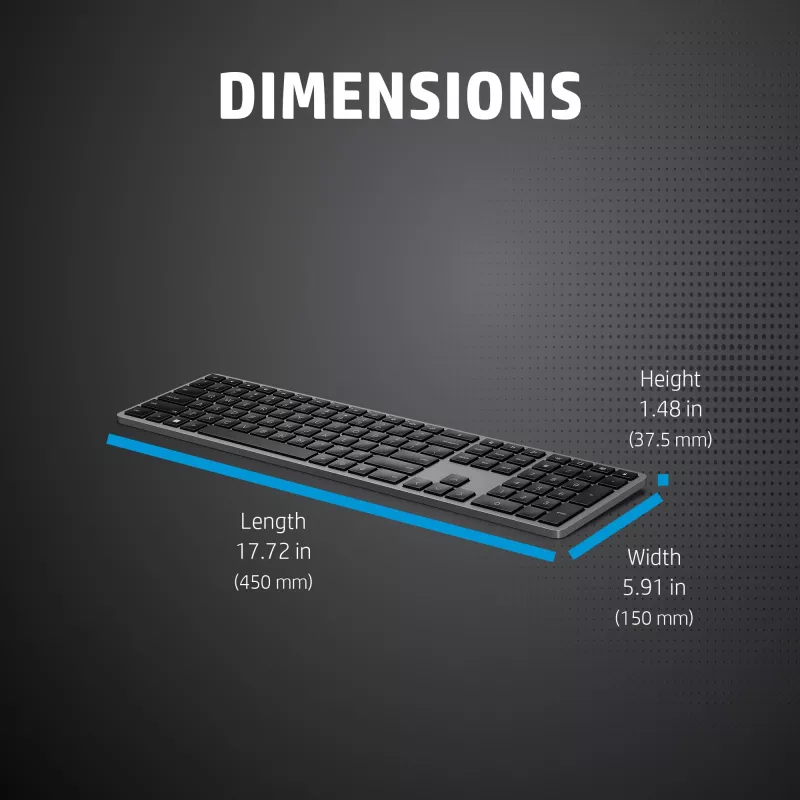 HP 975 Dviejų režimų belaidė klaviatūra, viso dydžio mechaninė, QWERTY