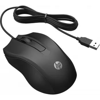 HP Wired Mouse 100, ambidekstrinė, optinė, USB Type-A, 1600 DPI, juoda