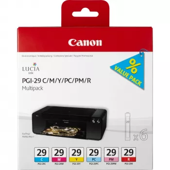 Canon PGI-29 CMY/PC/PM/R 6 spalvų rašalo kasečių rinkinys